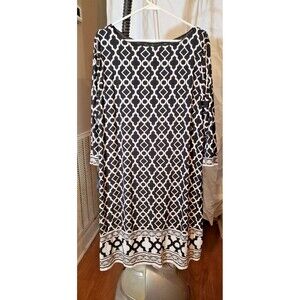NWT International Concepts Black and White Geometric Patterned Dress - Size 3X